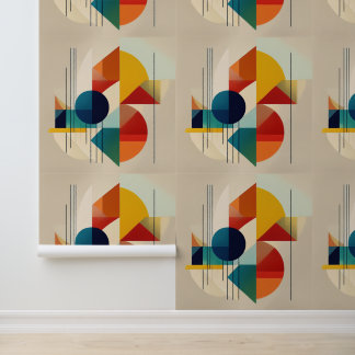 Geometric Abstract Art in Bauhaus Style Tapete