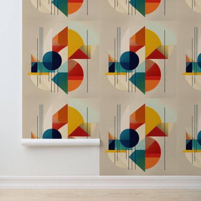 Geometric Abstract Art in Bauhaus Style Tapete (Anwendung)