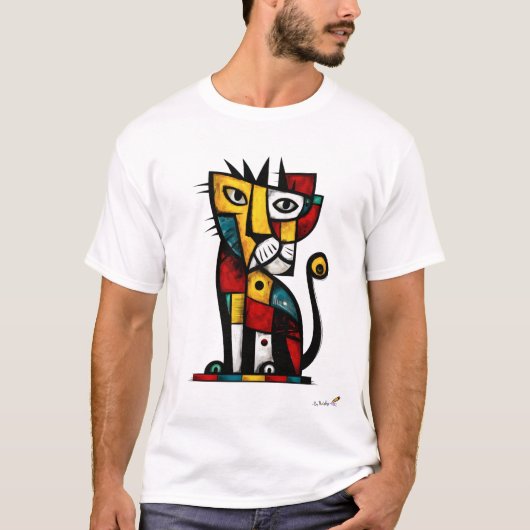 Geometric Abstract Expressionist Tiger Modern Art T-Shirt (Vorderseite)