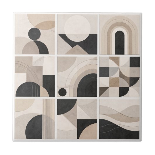 Geometric Abstract Harmony – Modern Ceramic Tile Fliese (Vorderseite)