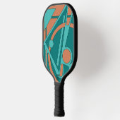 Geometric Abstract in Teal and Coral Pickleball Schläger (Links)