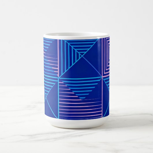 Geometric Abstract Mug Blue Pink Neon Pattern Coff Kaffeetasse (Mittel)