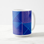 Geometric Abstract Mug Blue Pink Neon Pattern Coff Kaffeetasse (VorderseiteRechts)