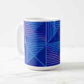 Geometric Abstract Mug Blue Pink Neon Pattern Coff Kaffeetasse (Vorderseite Links)