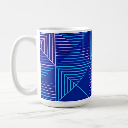 Geometric Abstract Mug Blue Pink Neon Pattern Coff Kaffeetasse (Links)