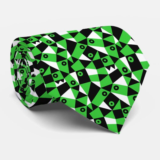 Geometric Abstrakt 030919 - Spring Green Krawatte (Gerollt)