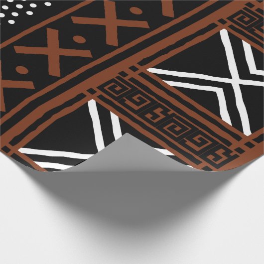 Geometric African Mud Cloth Tribal Giftwrap Wrappi Geschenkpapier (Ecke)