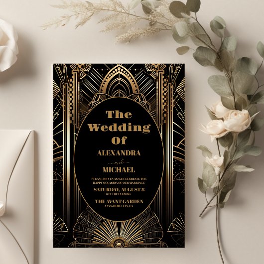 Geometric Art Deco Wedding Einladung