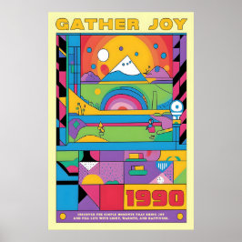 Geometric Art Print Retro 1990s Abstract Mountain Poster