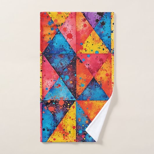 Geometric Art: Vibrant Chaos Badhandtuch Set (Handtuch)