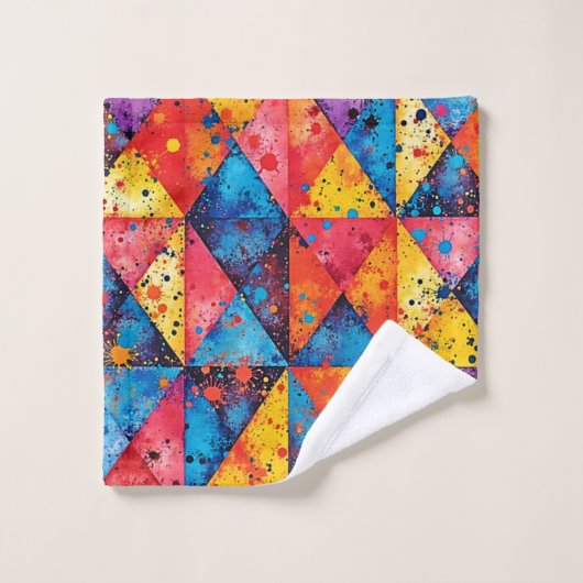 Geometric Art: Vibrant Chaos Badhandtuch Set (Waschlappen)