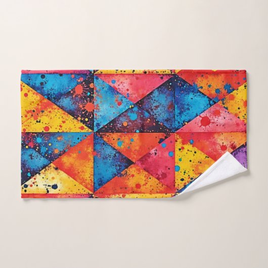 Geometric Art: Vibrant Chaos Badhandtuch Set (Handtuch)