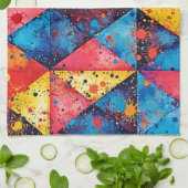 Geometric Art: Vibrant Chaos Geschirrtuch (Gefaltet)
