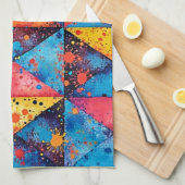 Geometric Art: Vibrant Chaos Geschirrtuch (Viertel Falte)