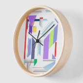 Geometric Art Wall Clock 10 '' Natural Wood Frame Uhr (Winkel)