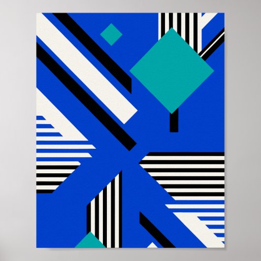 Geometric Art with Diamonds and Striped Lines Poster (Vorne)