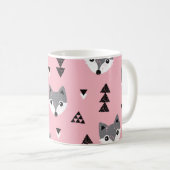 Geometric Baby Fox Woodland Pattern Kaffeetasse (VorderseiteRechts)