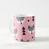 Geometric Baby Fox Woodland Pattern Kaffeetasse (Vorderseite Links)