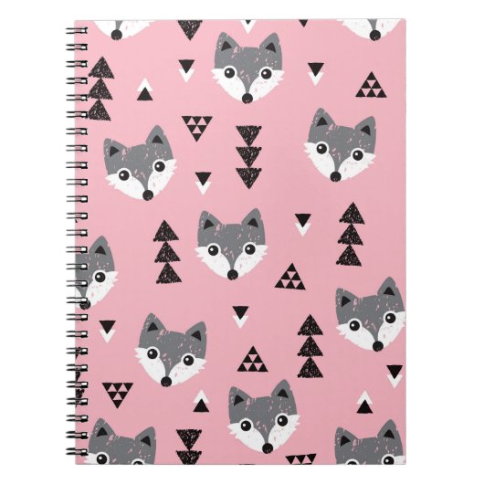 Geometric Baby Fox Woodland Pattern Notizblock (Vorderseite)
