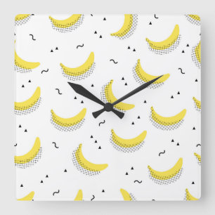 Geometric Bananas Quadratische Wanduhr