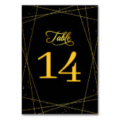 Geometric Black and Gold Stylish Wedding Tischnummer (Vorderseite)