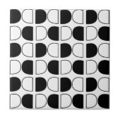 Geometric Black and White Half Circle Fliese (Vorderseite)