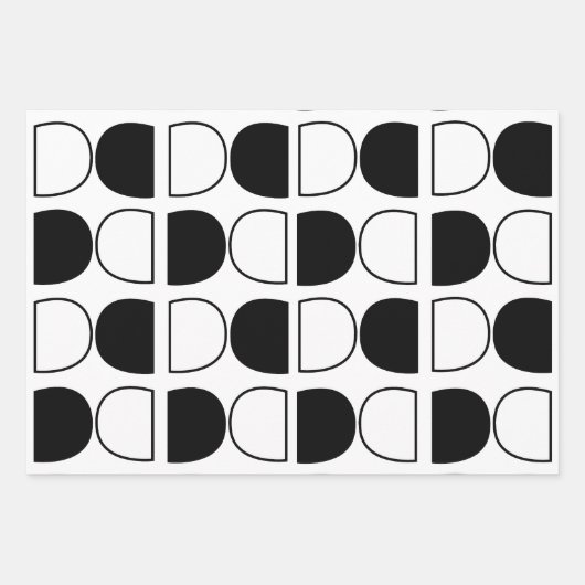 Geometric Black and White Half Circle Geschenkpapier Set (Vorderseite 2)