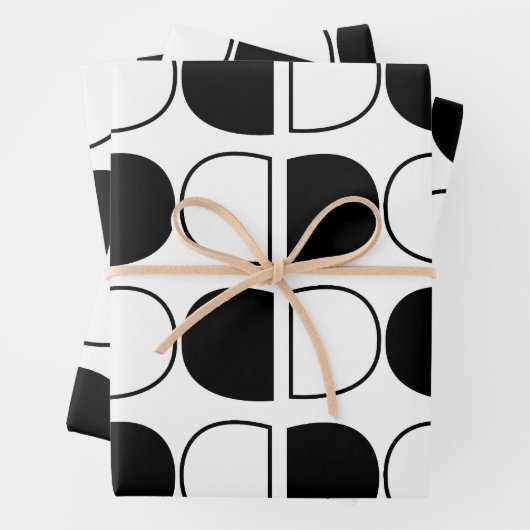 Geometric Black and White Half Circle Geschenkpapier Set (Beispiel)