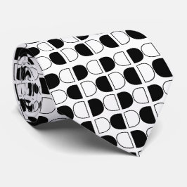 Geometric Black and White Half Circle Krawatte