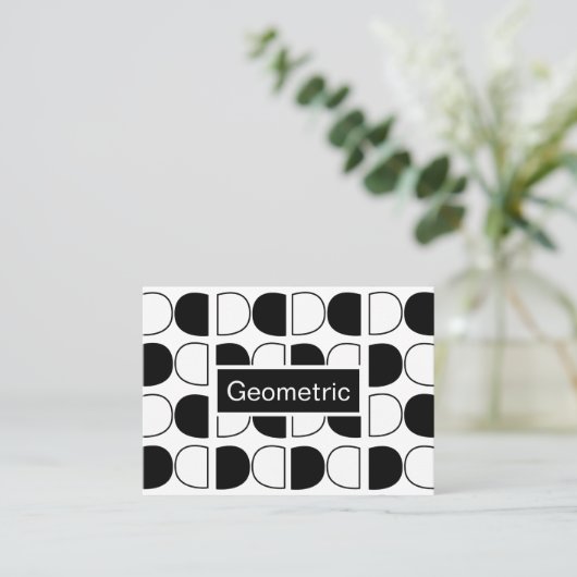Geometric Black and White Half Circle Visitenkarte (Stehend Vorderseite)