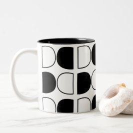 Geometric Black and White Half Circle Zweifarbige Tasse