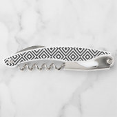 Geometric Black and White Pattern Red Monogram Kellnermesser (Rückseite)