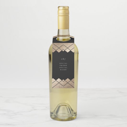 Geometric Black Gatsby Wedding Flaschenanhänger (Auf Flasche)