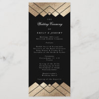 Geometric Black Gold Gatsby Wedding Program
