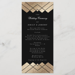 Geometric Black Gold Gatsby Wedding Program Programm