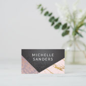 Geometric Black Metallic | Goldmarmor Visitenkarte (Stehend Vorderseite)
