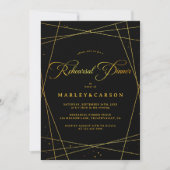 Geometric Black Tie Wedding Rehearsal Dinner Einladung (Vorderseite)