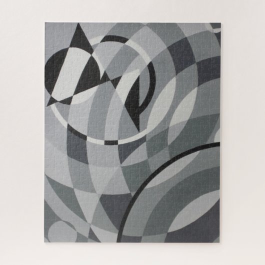 Geometric Black White Circles Monochrome Puzzle (Vertikal)