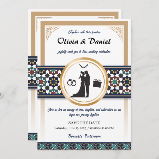Geometric Bliss Wedding Invitation Einladung (Vorne/Hinten)