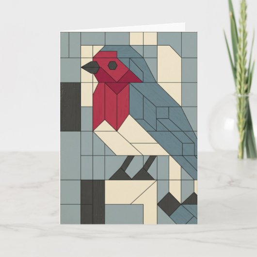 Geometric Block Robin Christmas Card Feiertagskarte (Vorderseite)