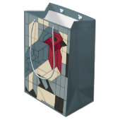 Geometric Block Robin Gift Bag Mittlere Geschenktüte (Rückseite Schrägansicht)