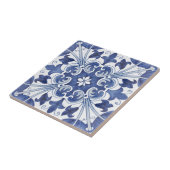 Geometric Blue and White Lisbon Ceramic Tile Art Fliese (Seite)