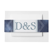 Geometric Blue Art Deco | Moderne Monogramm-Hochze Einladungsbanderole (Vorderseite Beispiel)