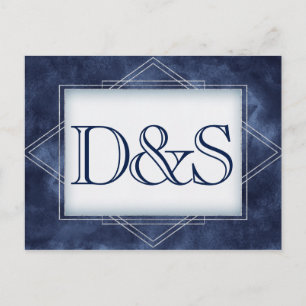 Geometric Blue Art Deco   Moderne UAWG Einladungspostkarte
