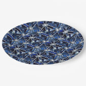 Geometric Blue Art Deco Pappteller (Schrägansicht)