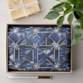 Geometric Blue Art Deco Seidenpapier (Geschenk)