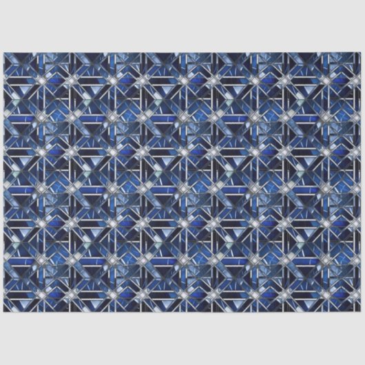 Geometric Blue Art Deco Seidenpapier (Vorderseite)
