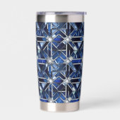 Geometric Blue Art Deco Thermobecher (Links)