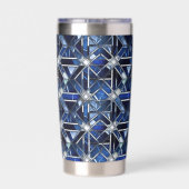 Geometric Blue Art Deco Thermobecher (Rückseite)