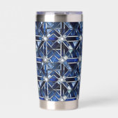 Geometric Blue Art Deco Thermobecher (Vorderseite)